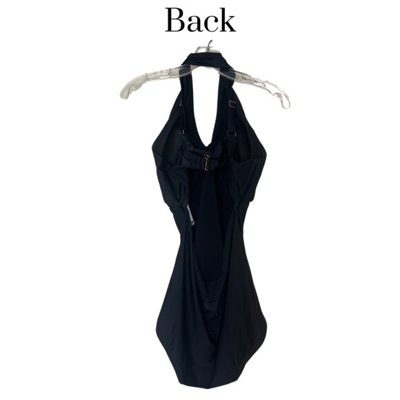 NWT LYSA women's plus size 1X black halter UPF 50+ one piece swimsuit padded bra - Picture 2 of 10